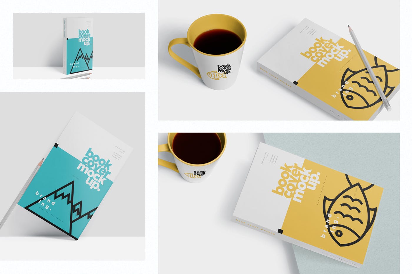 定制图书记事本封面设计预览样机 Realistic Book Cover Mockups插图(1)