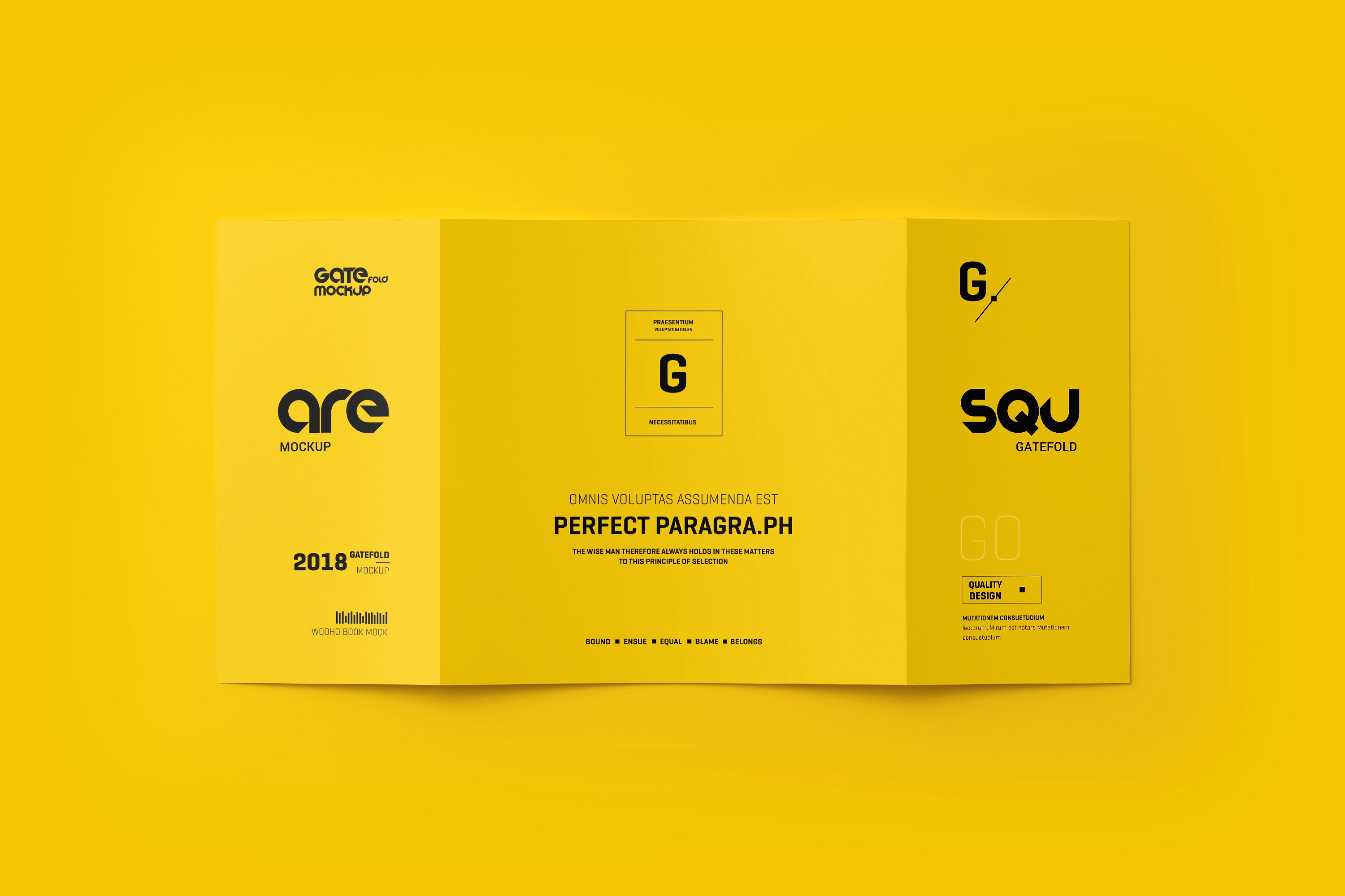 方形折页小册子展示样机下载 Square Gatefold Brochure Mockup-[psd]插图(9)