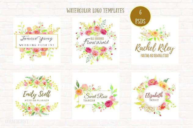 玫瑰金水彩花卉设计素材套装 Watercolor Design Kit Rose Gold插图(7)