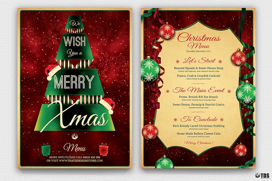 圣诞聚餐菜单PSD模板v7 Christmas Menu PSD V7插图(1)