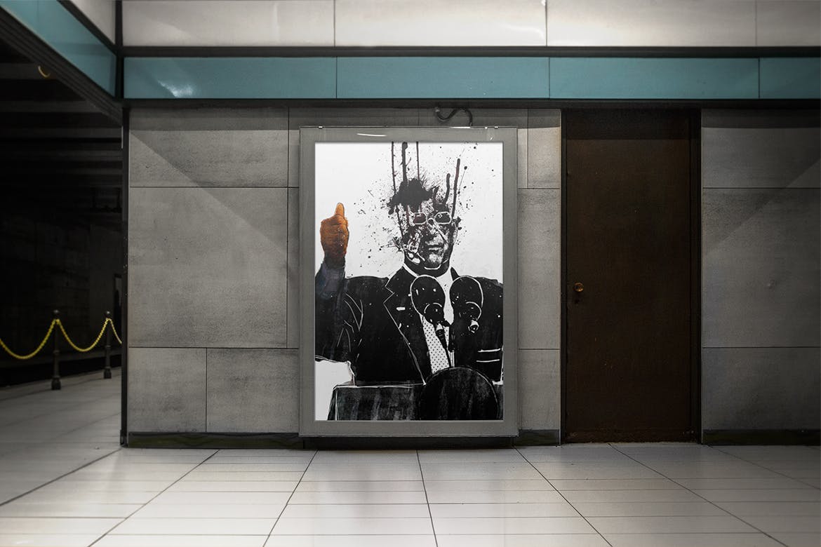 地铁站广告牌海报设计效果图预览样机 Poster Mock-up插图