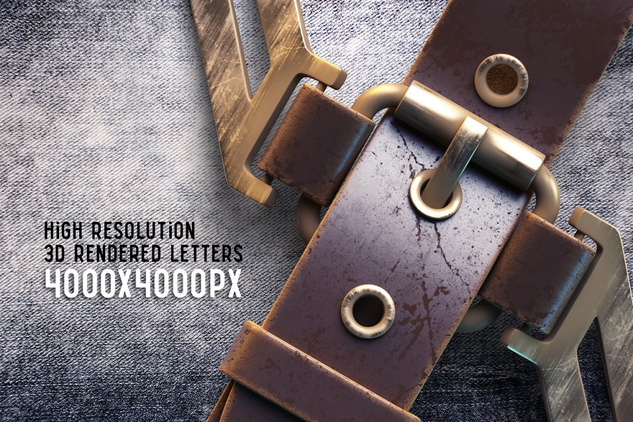 蒸汽朋克时代风格皮带样式PSD字体 PSD Font "Belt"插图(1)