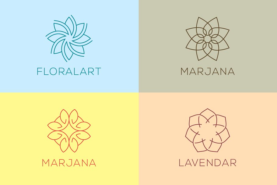 50款线形 Logo 模板合集 50 Linear Premade Logo Bundle插图(1)