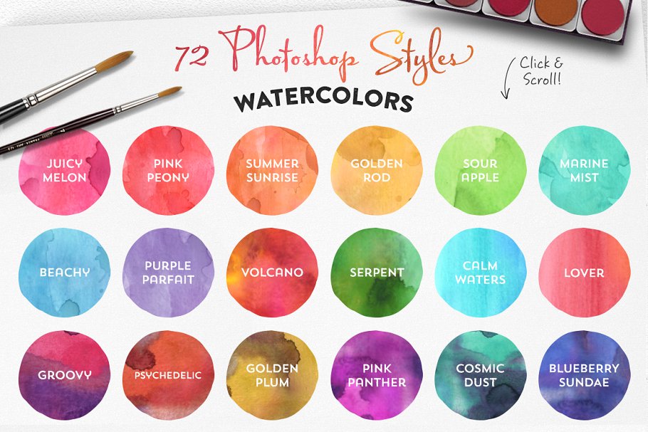 极力推荐：水彩元素PS设计工具包 [Logo模板、纹理&元素] The Watercolor Media Kit (For PS)插图(3)