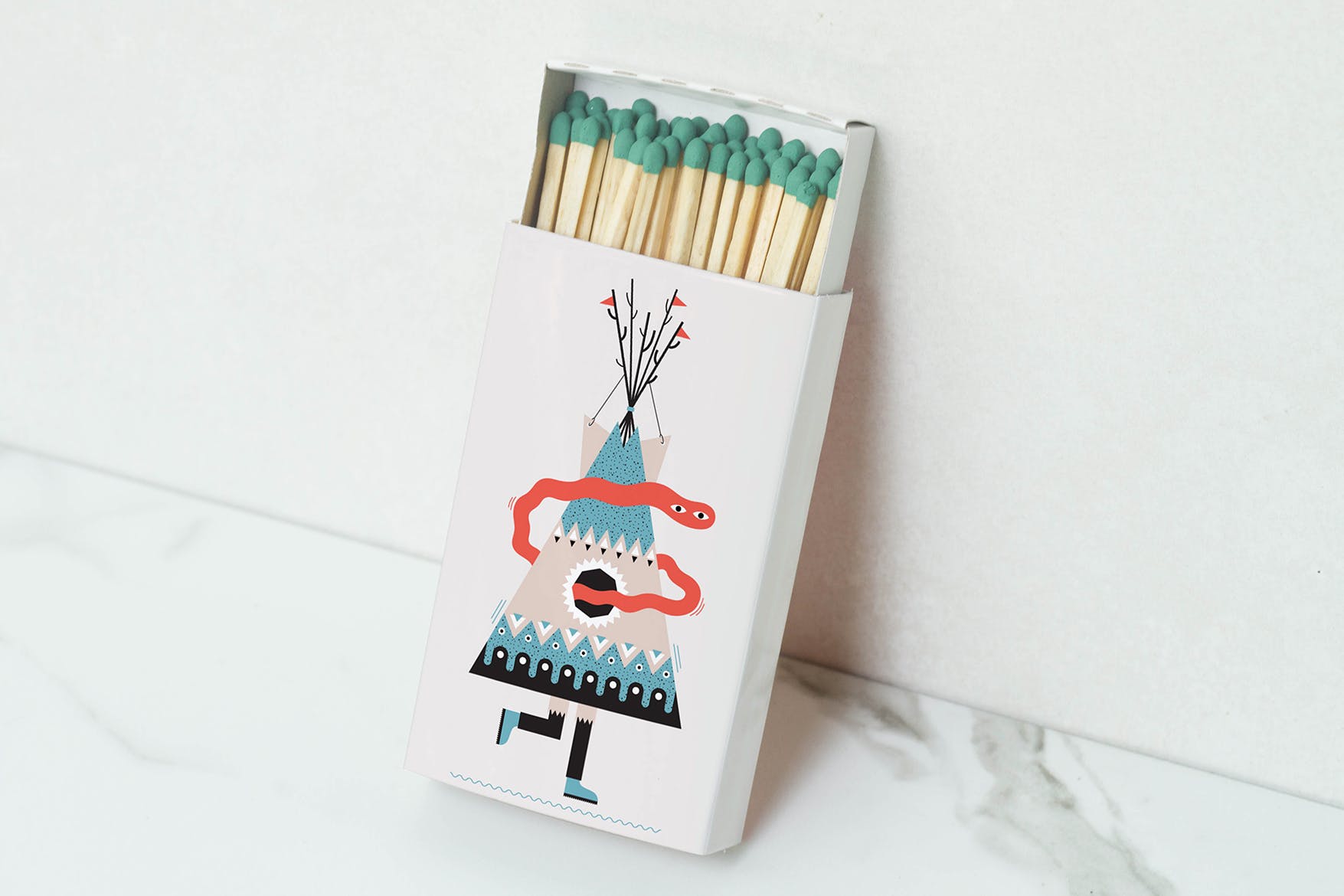 火彩盒外观设计图素材库精选模板 Matches Box Mockup插图(1)