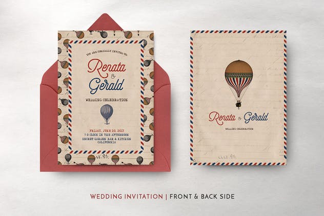 复古旅行婚礼请柬邀请函套装模板 Vintage Travel Wedding Suite插图(5)