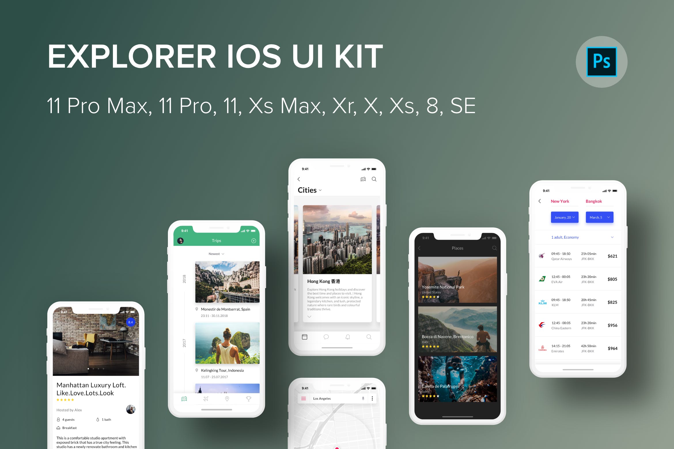 iOS端APP应用UI设计素材库精选套件PSD模板 Explorer iOS UI Kit (Photoshop)插图