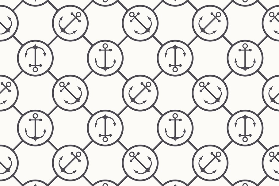 海洋元素无缝图案 Marine Seamless Patterns插图(1)