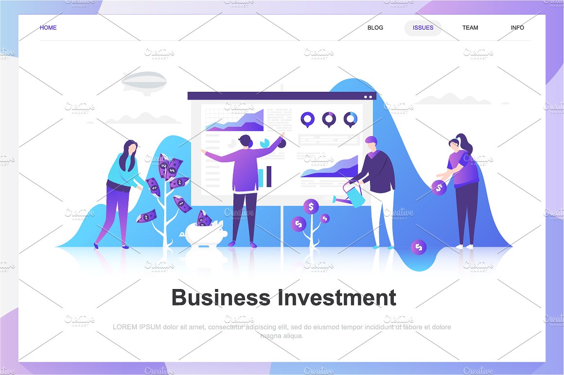 现代化平面设计理念Web仪表板登录页面模板 Landing Page Templates插图(1)