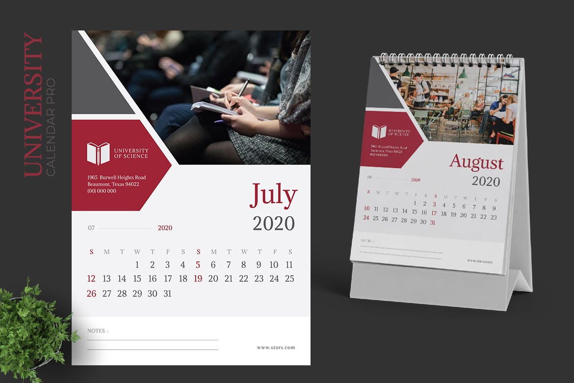 教育行业日历定制设计2020年活页台历设计模板 2020 University Education Calender Pro插图(4)