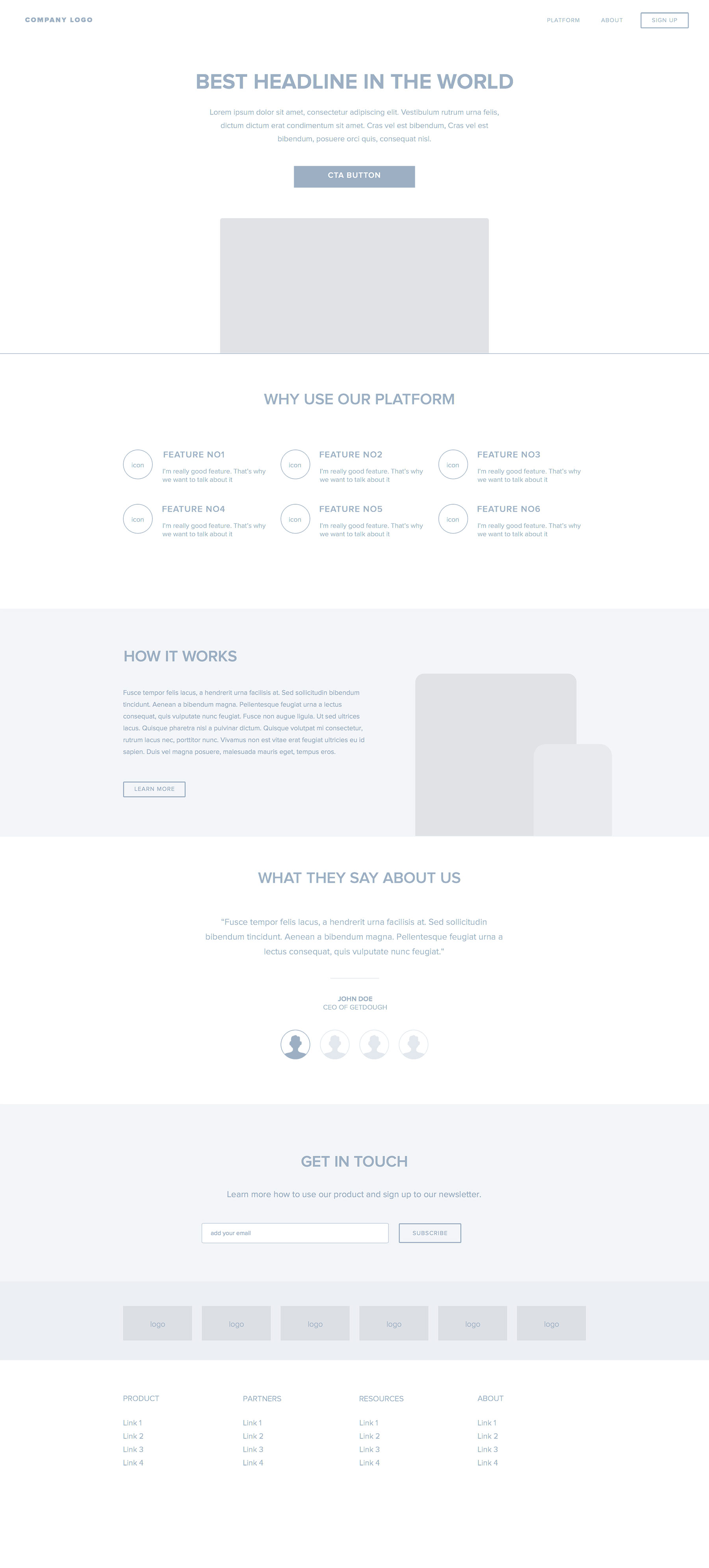 Landing Page Wireframe