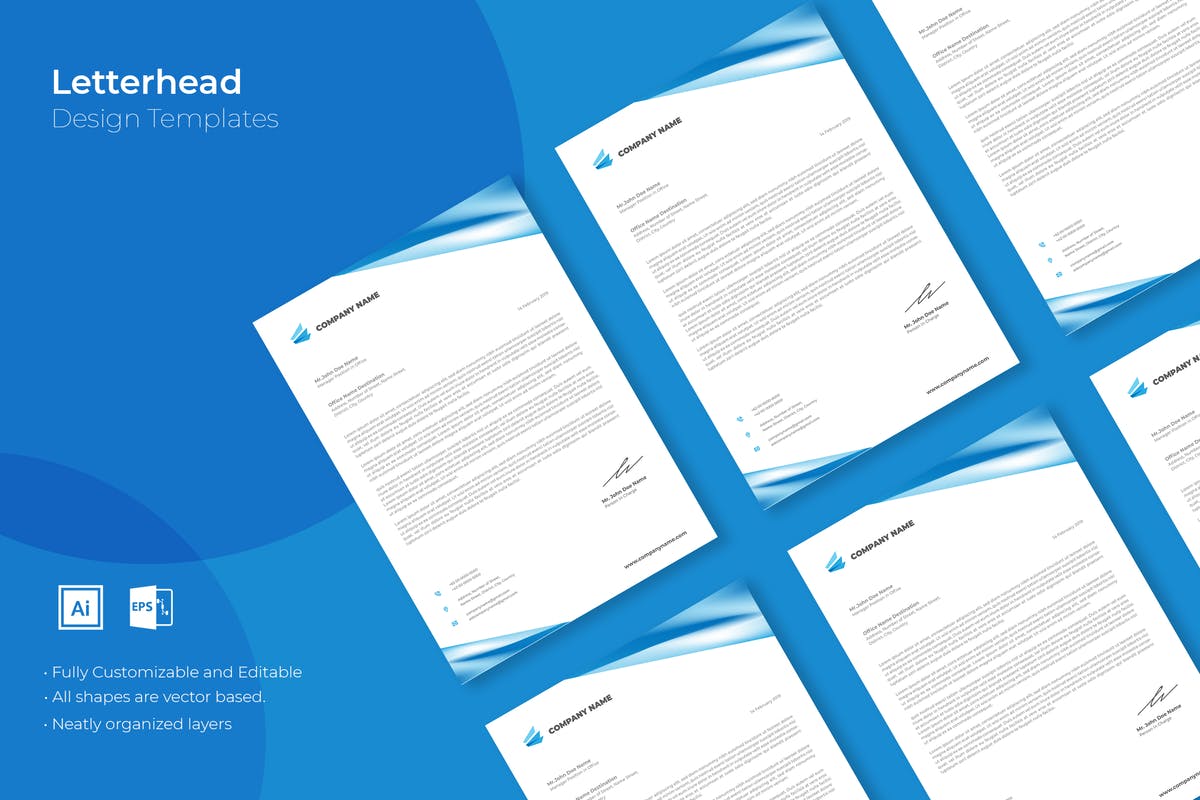 企业品牌VI设计信笺/信头版式模板v47 SRTP- Letterhead Design.47插图