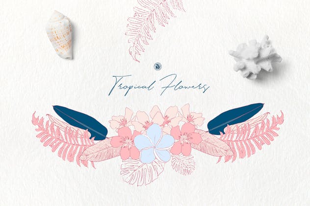热带花卉水彩手绘剪贴画素材 Tropical Flowers插图(2)