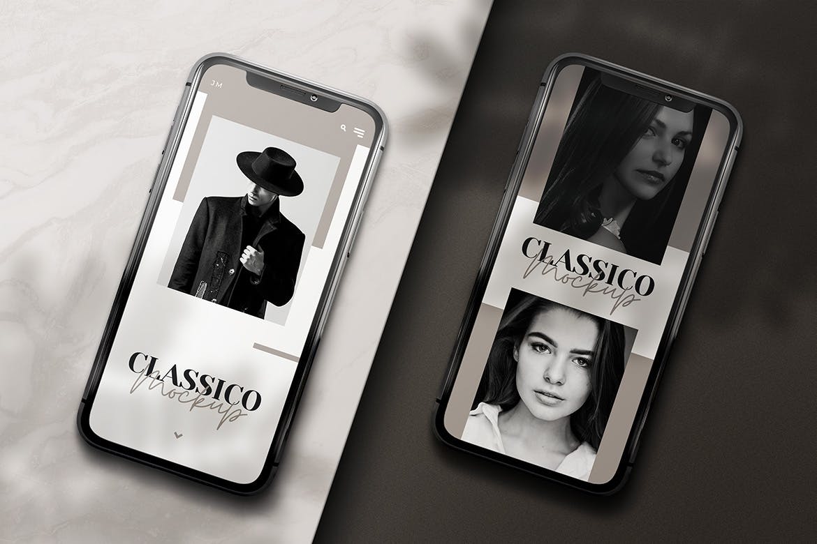 优雅阴影背景iPhone智能手机屏幕预览样机 Modern Mobile Mockups插图(4)