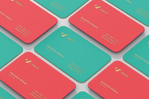 优雅企业圆角名片样机模板 Business Card Mockup Round Corners插图(2)