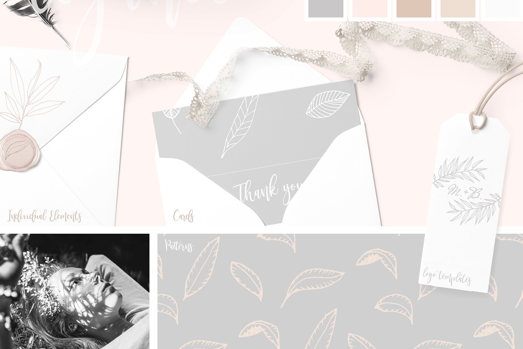 浪漫手绘色彩落叶树枝元素 Hand drawn Leaves Collection插图(2)