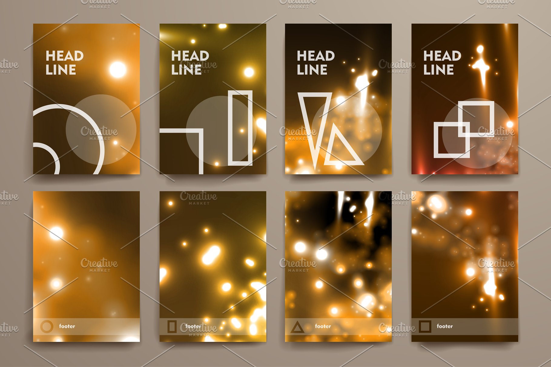 荧光斑驳光点背景画册模板 Set of Abstract Brochures插图(5)