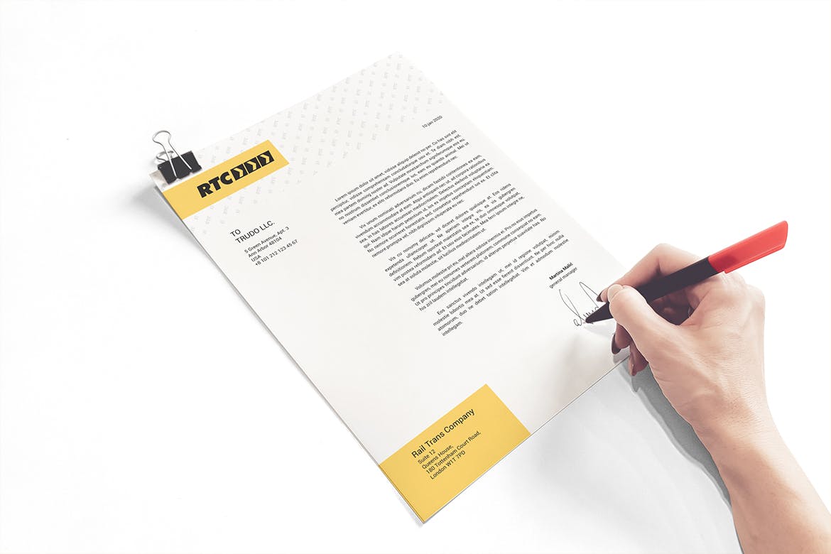 A4纸张/商业信函/信头印刷图素材库精选模板 A4 Paper / Business Letter / Letterhead Mockup插图(4)