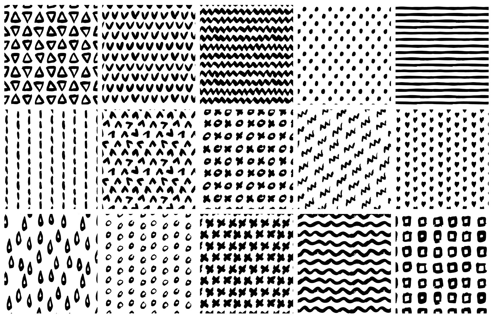 手绘线条/形状无缝矢量图案 Hand Painted Seamless Vector Patterns插图(4)