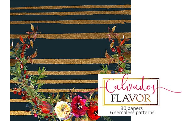 圣诞花饰纸张图案纹理素材 Christmas floral paper pattern pack插图(18)