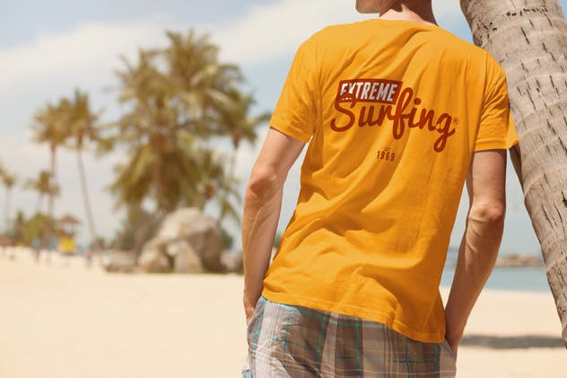 男士圆领印花图案T恤设计展示样机素材库精选模板 Crew Neck T-shirt Mock-up Male Version插图(5)