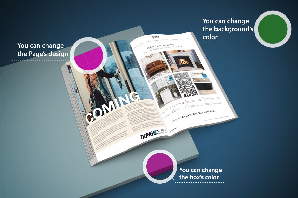 精品杂志封面＆内页排版设计样机模板v1 Magazine Mockup V.1插图(1)