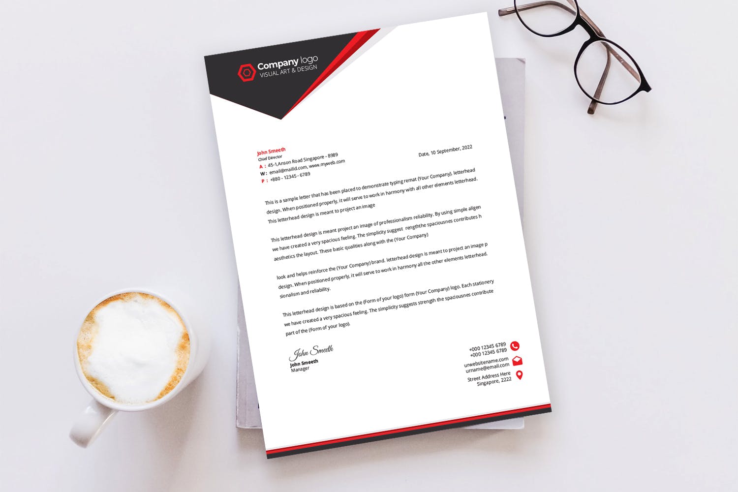 标准尺寸企业通用信纸设计模板 Letterhead插图(3)