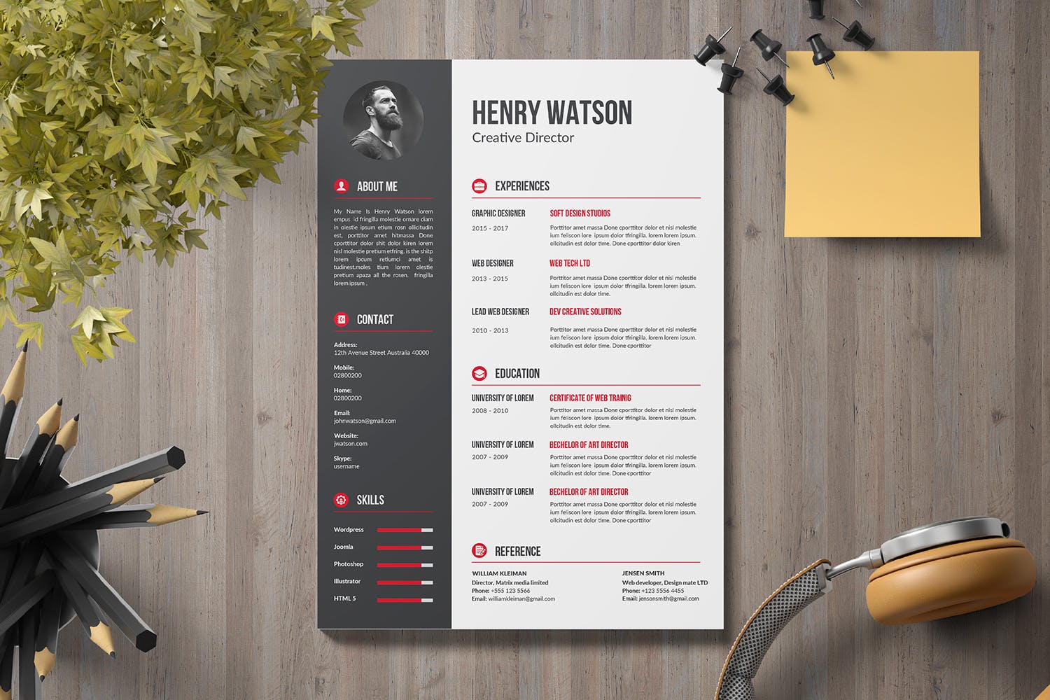 创意总监应聘简历模板 CV Resume插图