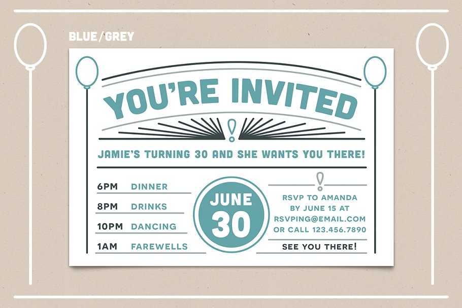 复古风格邀请函明信片设计模板 Invitation Postcard 2 Templates插图(1)