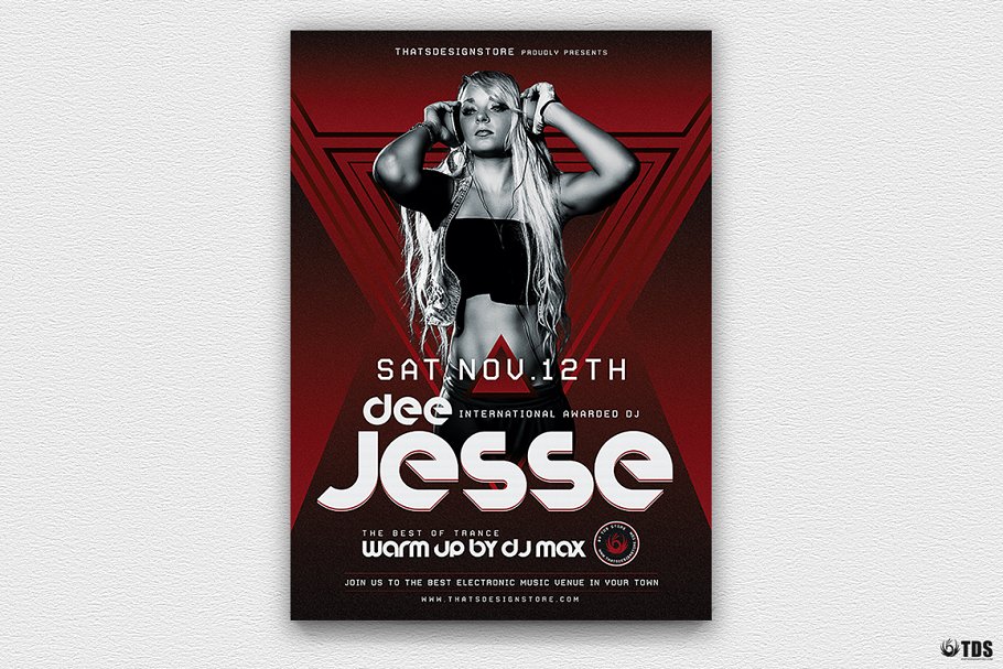 创意DJ音乐节活动海报设计PSD模板V5 DJ Session Flyer PSD V5插图(1)