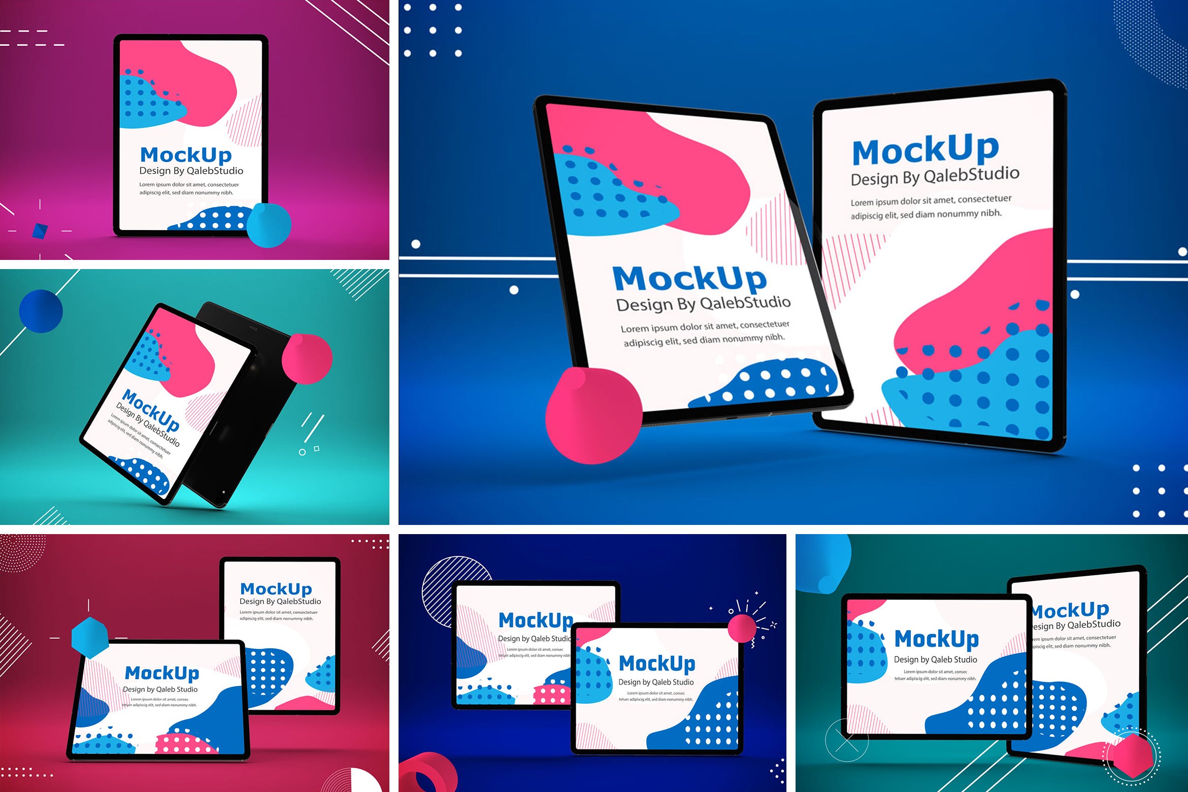 iPad Pro平板电脑UI设计屏幕预览效果图样机 Abstract iPad Pro Mockup插图