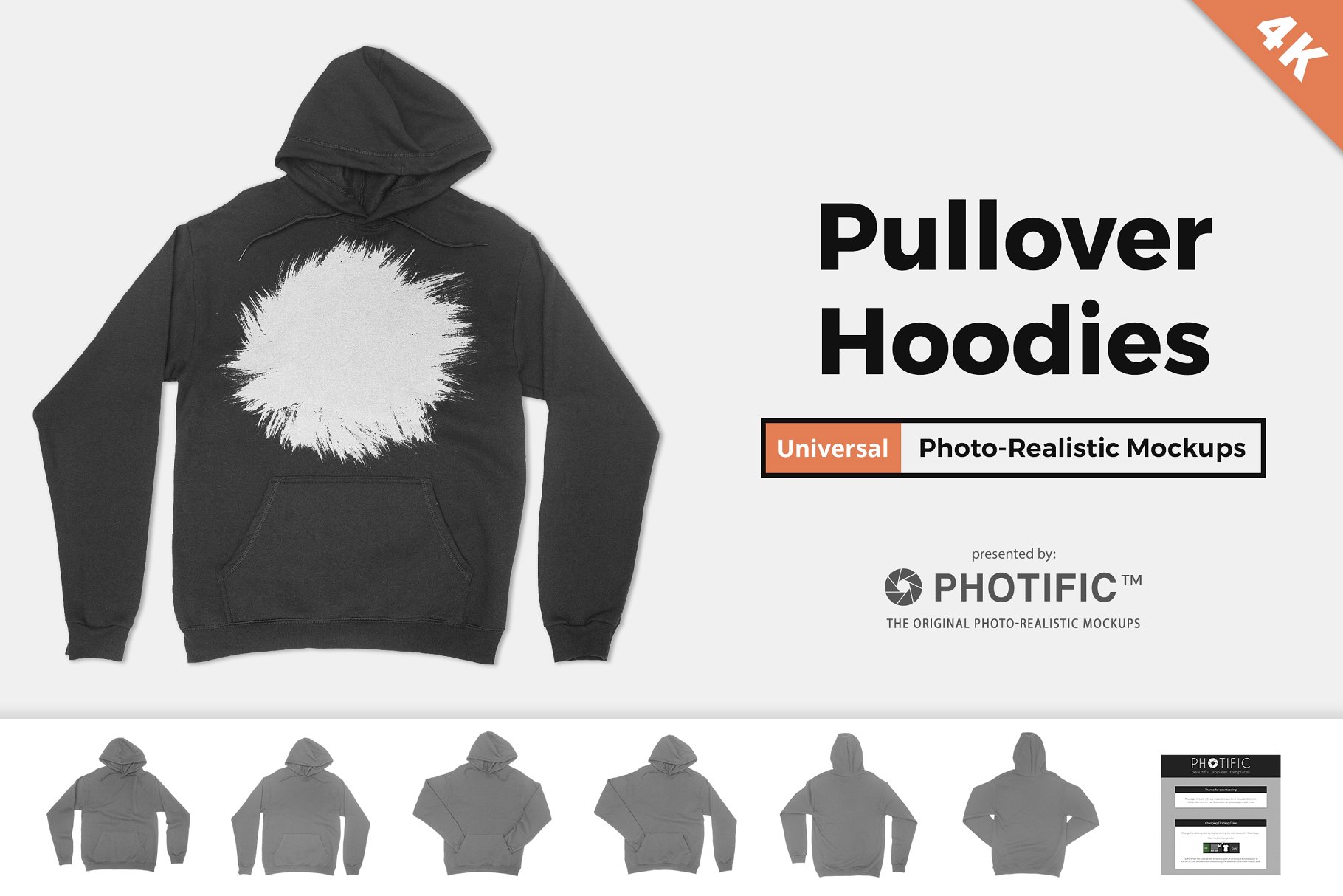 6款套头卫衣摆拍样机模板 6 Hoodie Sweatshirt Apparel Mockups插图