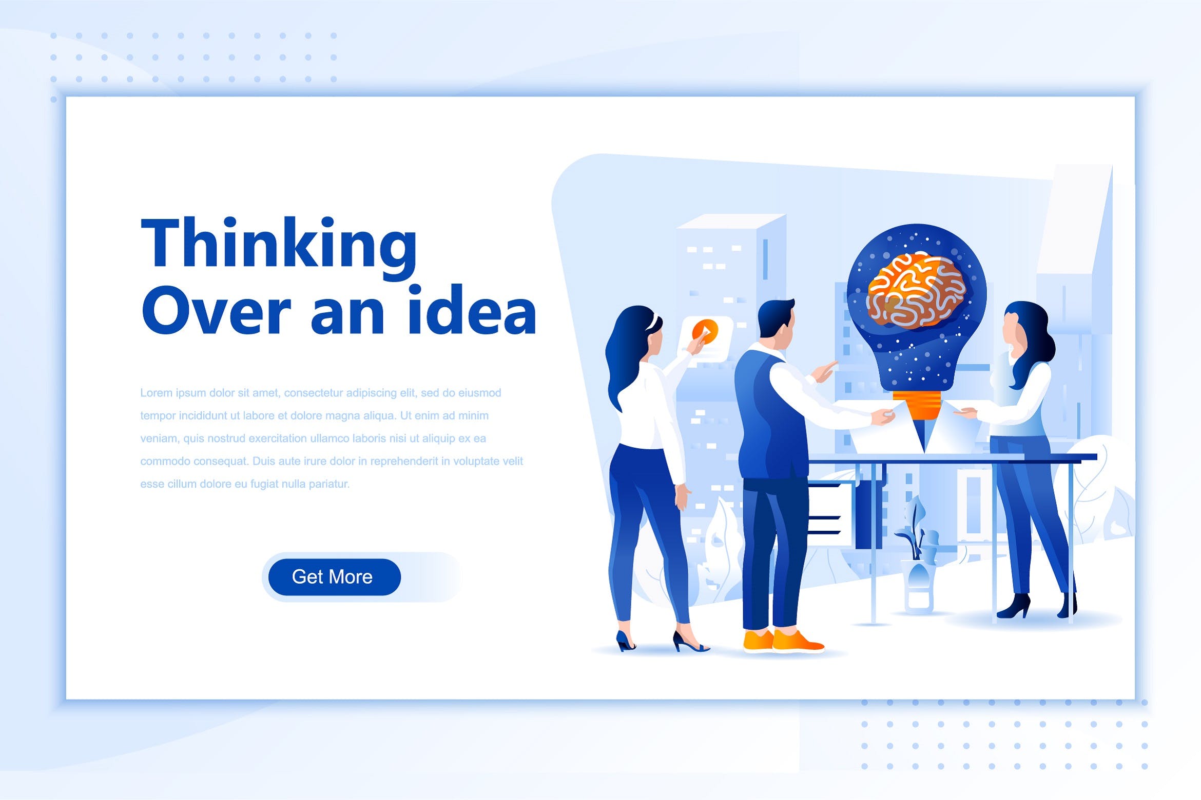 灵感创意/头脑风暴网站设计概念插画设计素材 Thinking Idea Flat Landing Page Header插图