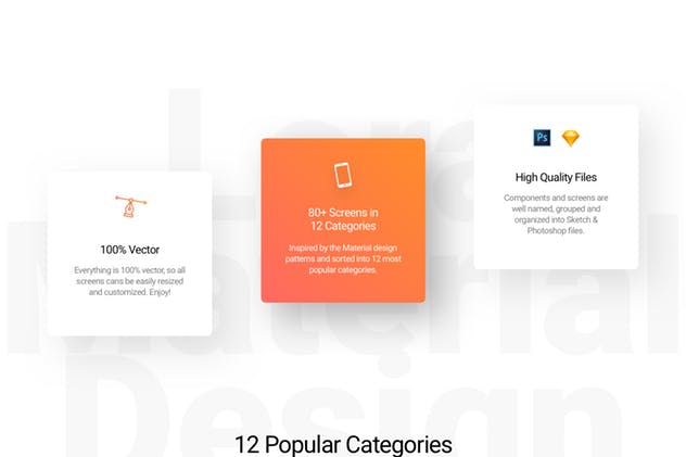 Material设计风格APP应用开发标准UI套件 Lora – Android Material Design UI Kit插图(1)