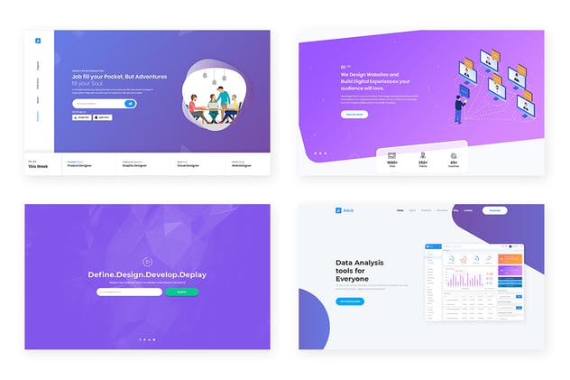20套超级巨无霸Header网站UI模板 20 Hero Headers for Web UI Kit插图(2)