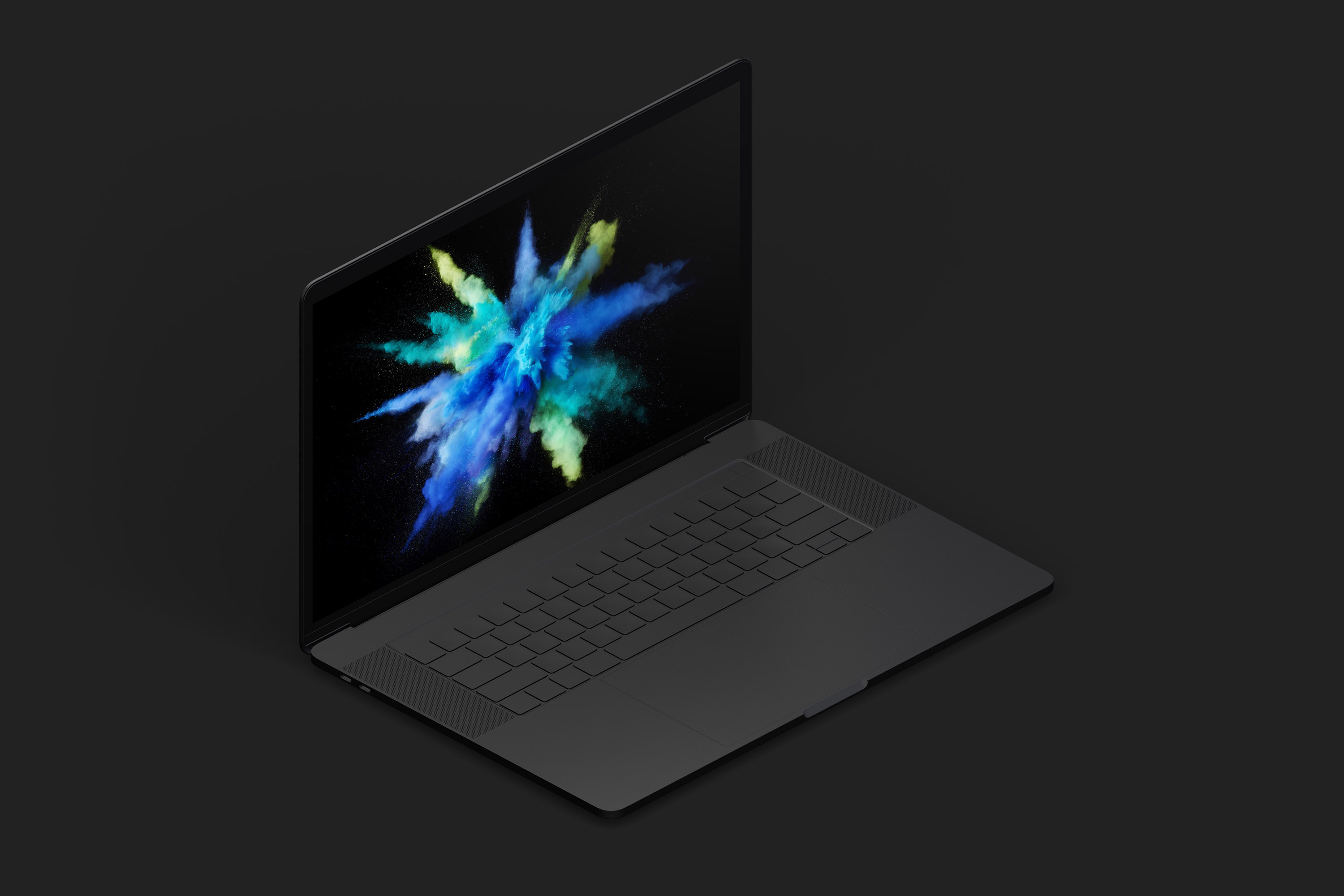 15寸MacBook Pro苹果笔记本电脑左视图样机模板 Clay MacBook Pro 15" with Touch Bar, Left Isometric View Mockup插图(6)