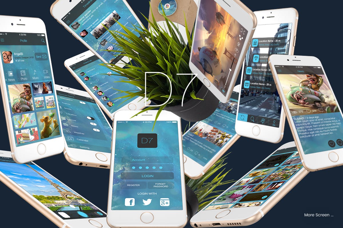 多用途娱乐类APP应用界面设计UI套件 D7 – Mobile UI Kit插图