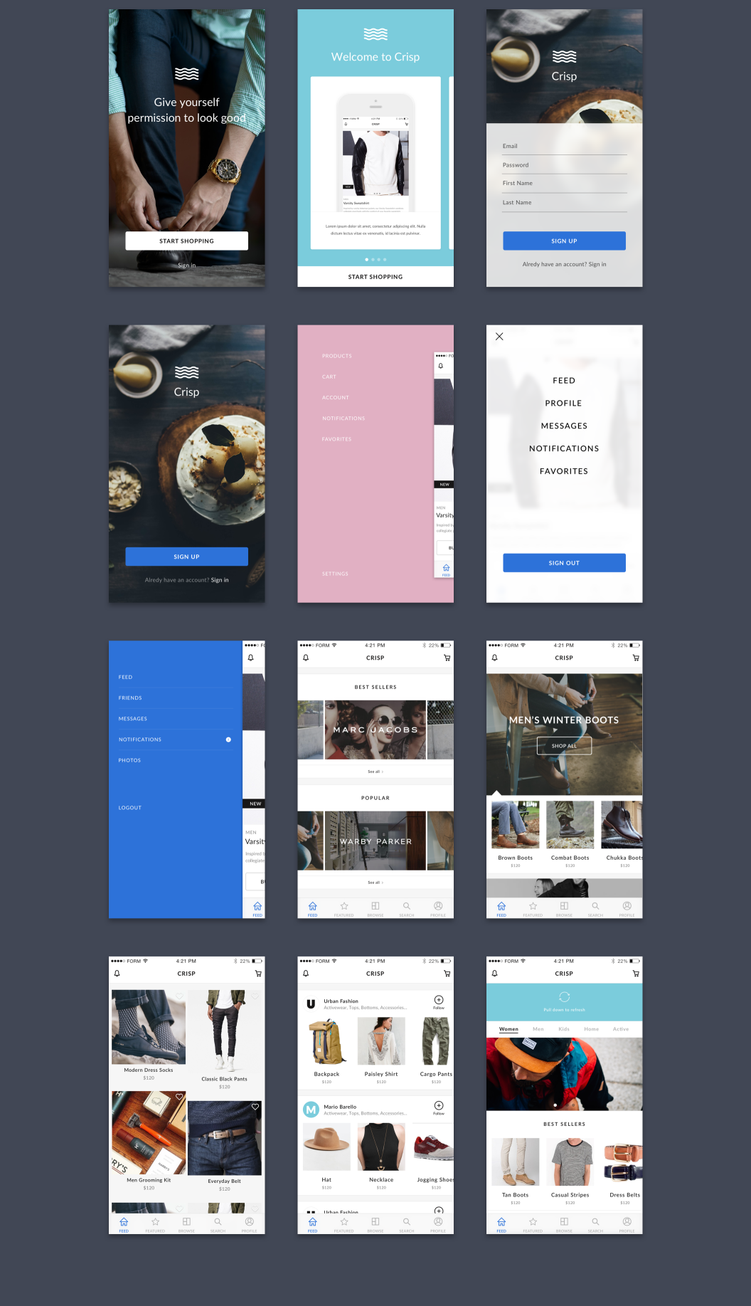 时尚服饰类电商 APP UI 套件Crisp UI Kit [Sketch]插图(2)