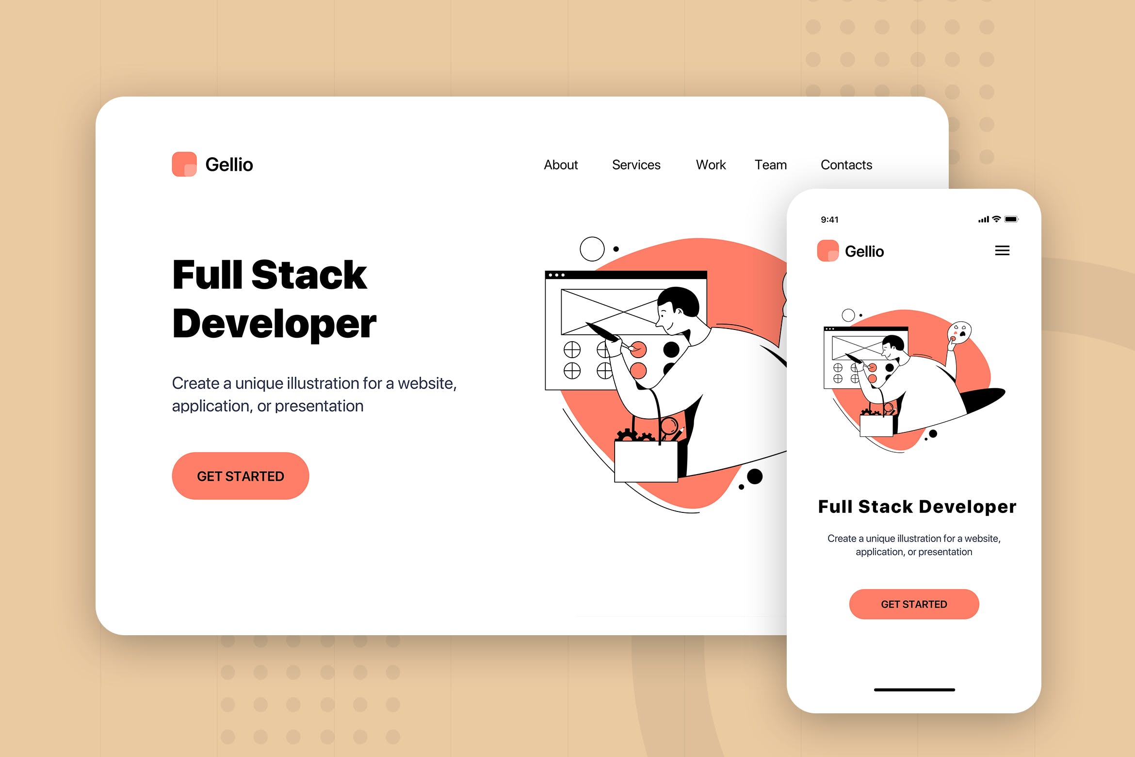 全栈工程师主题网站Banner&落地页设计素材库精选 Full Stack Developer – Banner & Landing Page插图