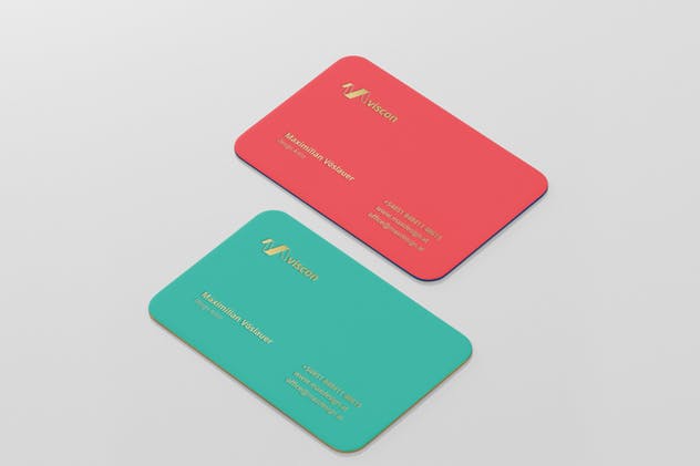 优雅企业圆角名片样机模板 Business Card Mockup Round Corners插图(3)