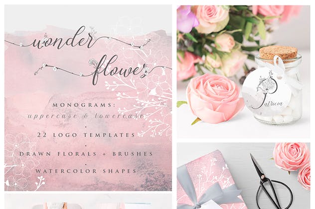 手绘花式单字字母和Logo设计素材收藏 Flowered Monogram & Logo Collection插图(1)