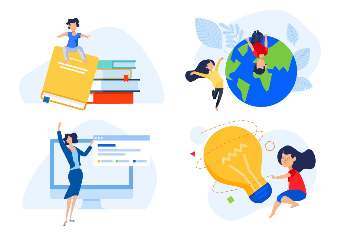 快乐学习主题矢量概念插画 Set of education concepts插图