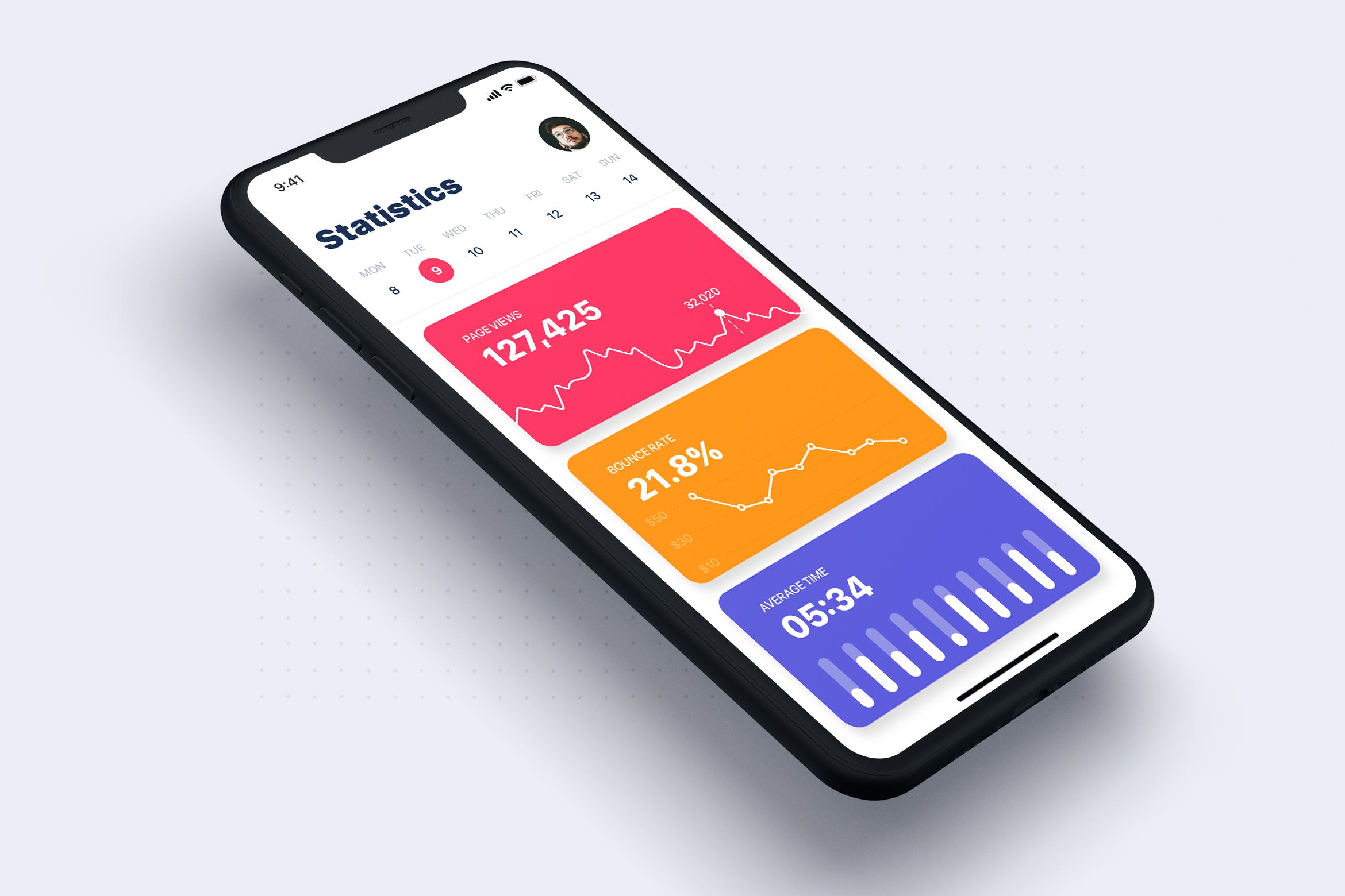 数据统计分析APP用户界面设计模板 Analysis Dashboard & Statistics UI mobile App插图
