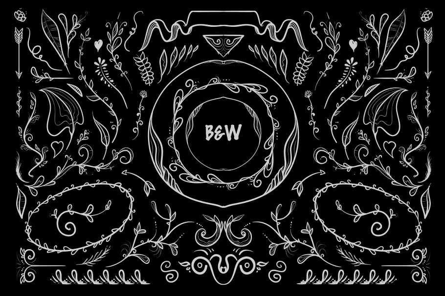 手绘素描叶子元素矢量插画 Hand Sketched Vectors Bundle插图(3)