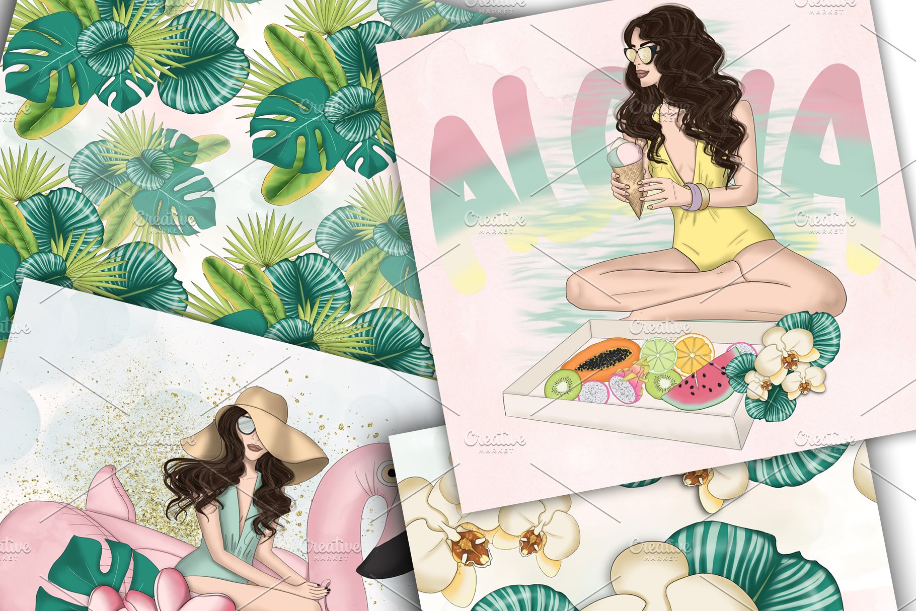 暑假快乐手绘设计素材套装 Happy Vacation Summer Design Kit插图(7)