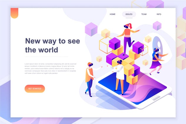扁平设计风着陆页等距概念插画 Landing Page Templates Isometric Concept插图(5)