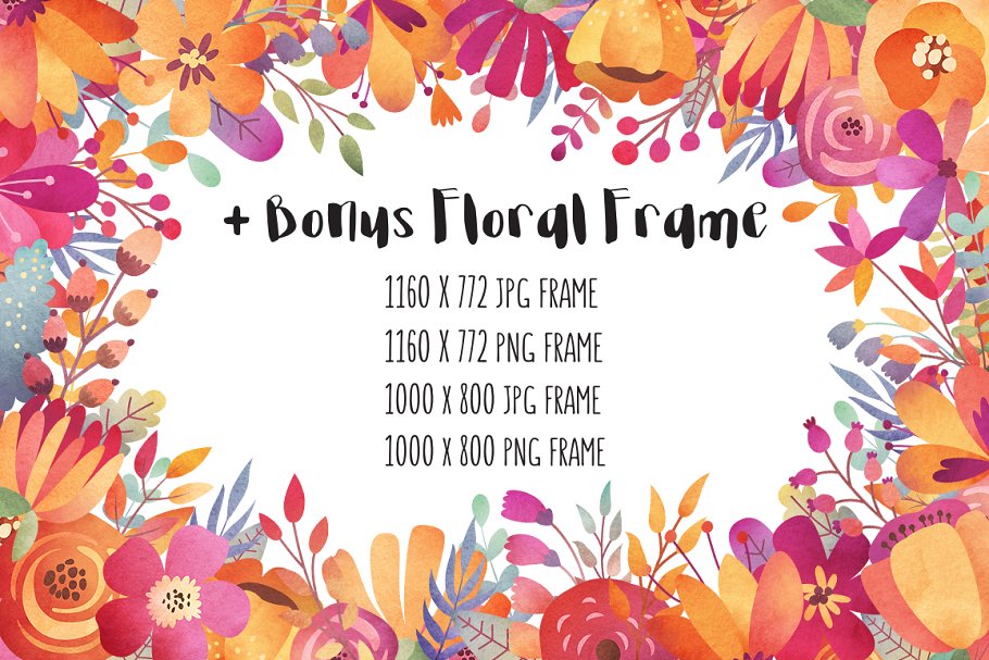 秋季色彩主题花卉设计剪贴画合集 Watercolor Autumn Florals Clipart插图(2)