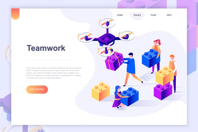 扁平设计风着陆页等距概念插画 Landing Page Templates Isometric Concept插图(6)