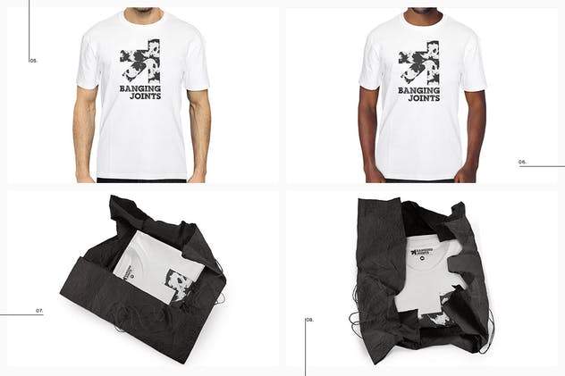 时尚白色皱纹T恤服装样机 White T-Shirt Presentation Mockup插图(4)