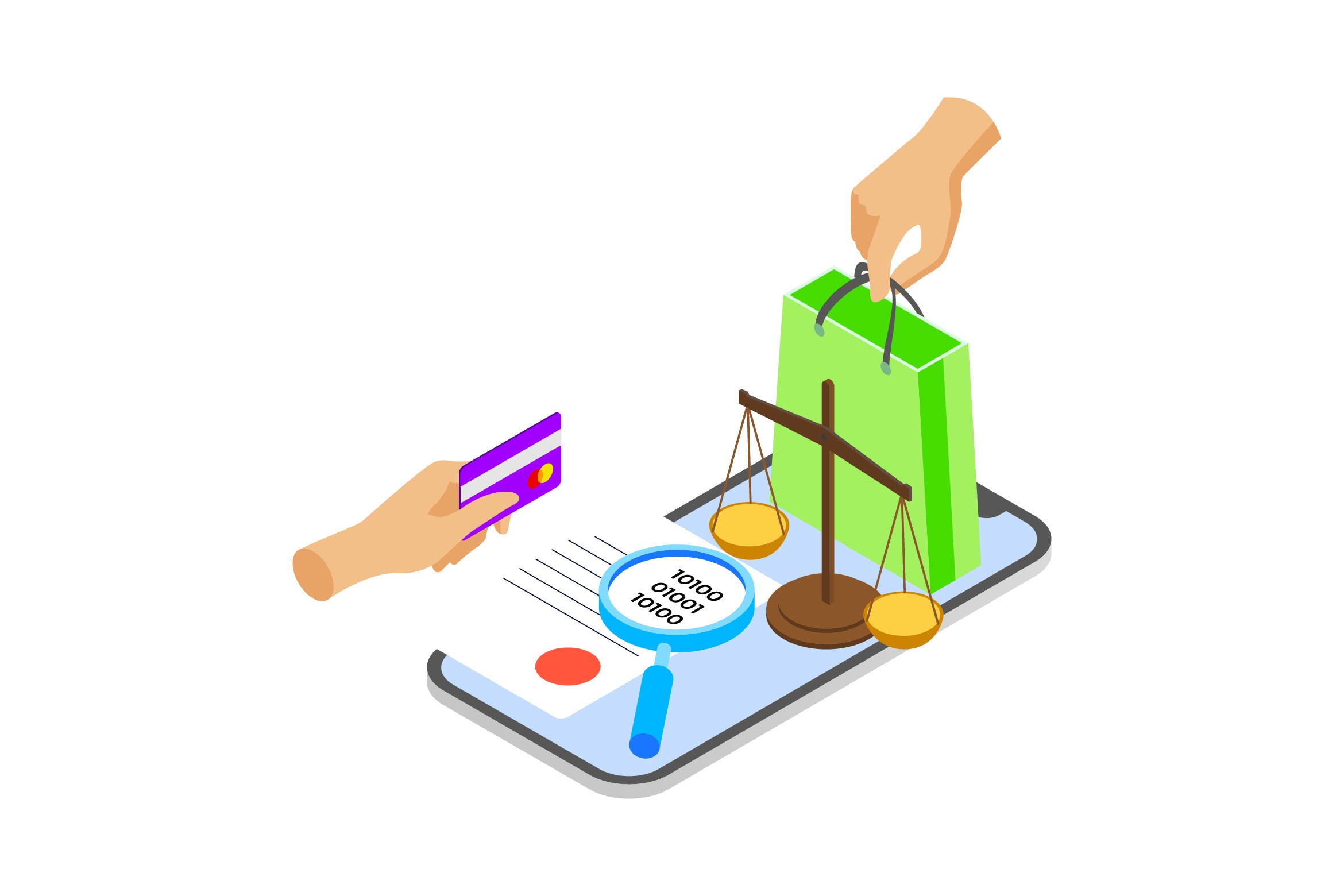 区块链技术智能合约概念插画素材v10 Smart Contract on Blockchain Isometric  10 – TU插图